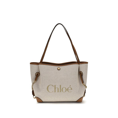Chloé Clover Medium Misty Beige Canvas And Calfskin Tote Bag