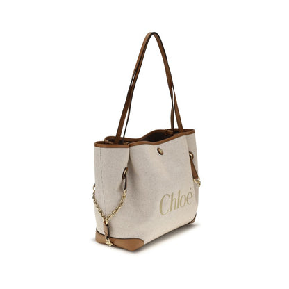 Chloé Clover Medium Misty Beige Canvas And Calfskin Tote Bag