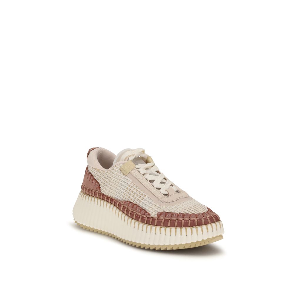 Chloé Nama Beige Recycled Nylon Sneakers