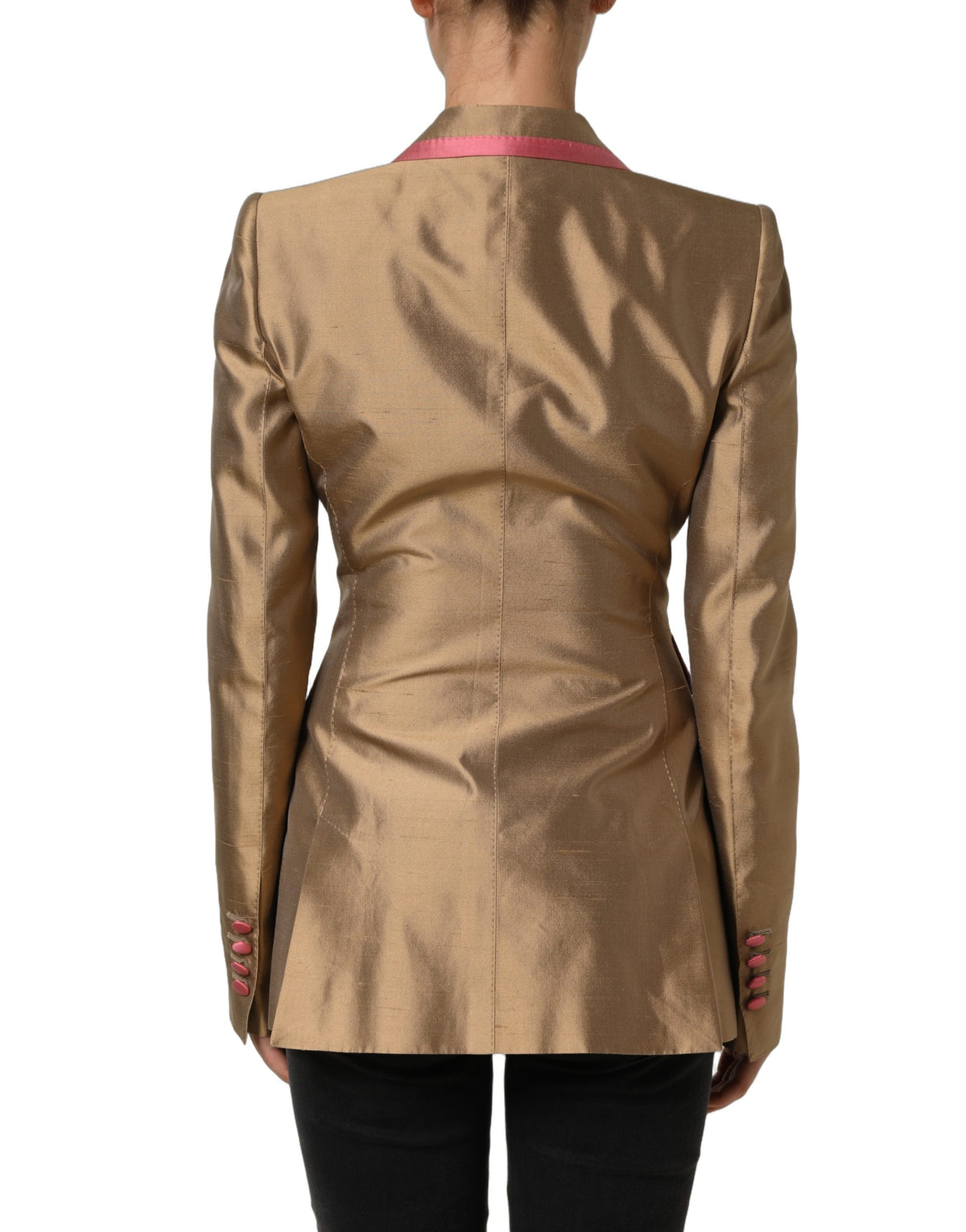Dolce & Gabbana Gold Silk-Shantung Double-Breasted Blazer