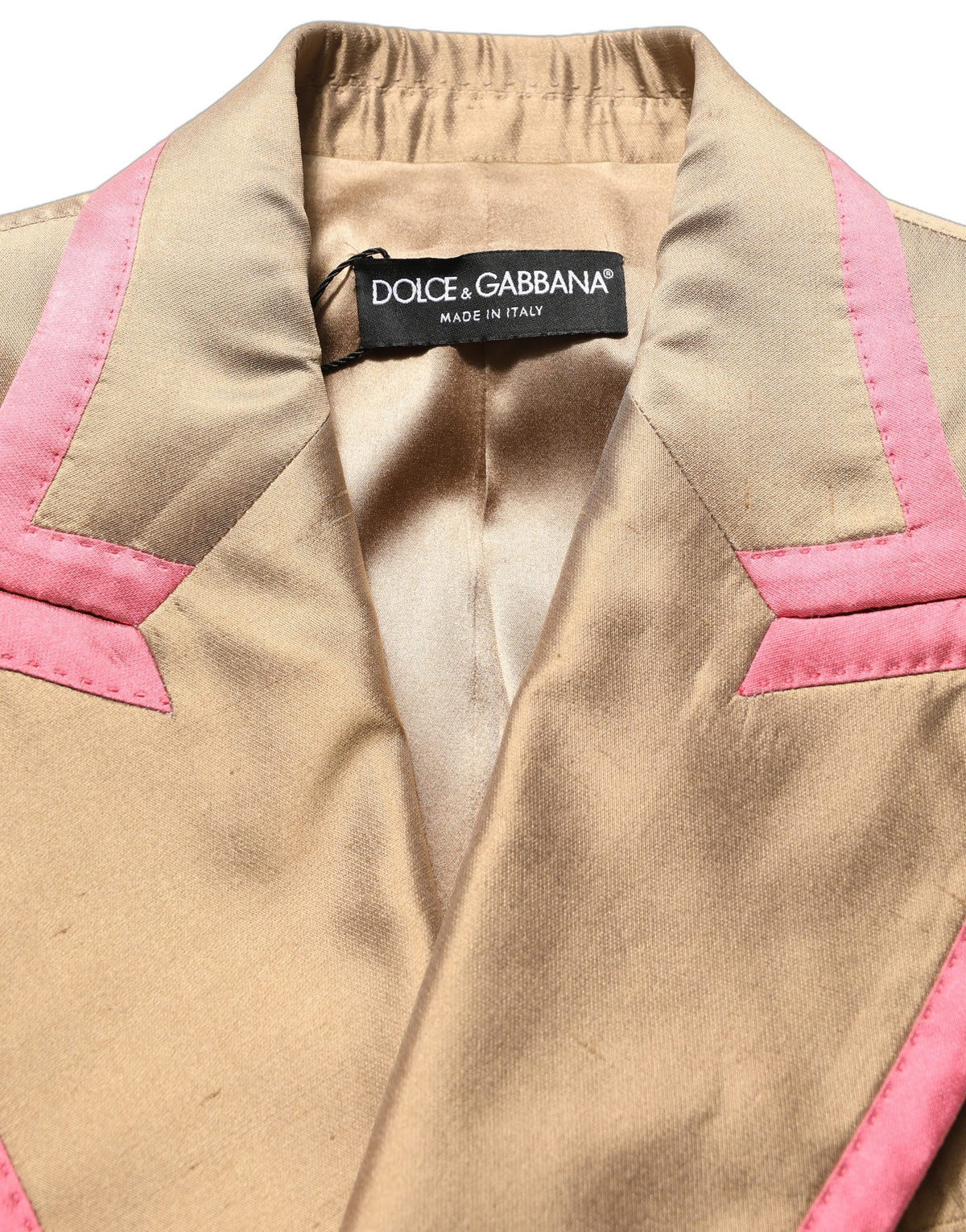 Dolce & Gabbana Gold Silk-Shantung Double-Breasted Blazer