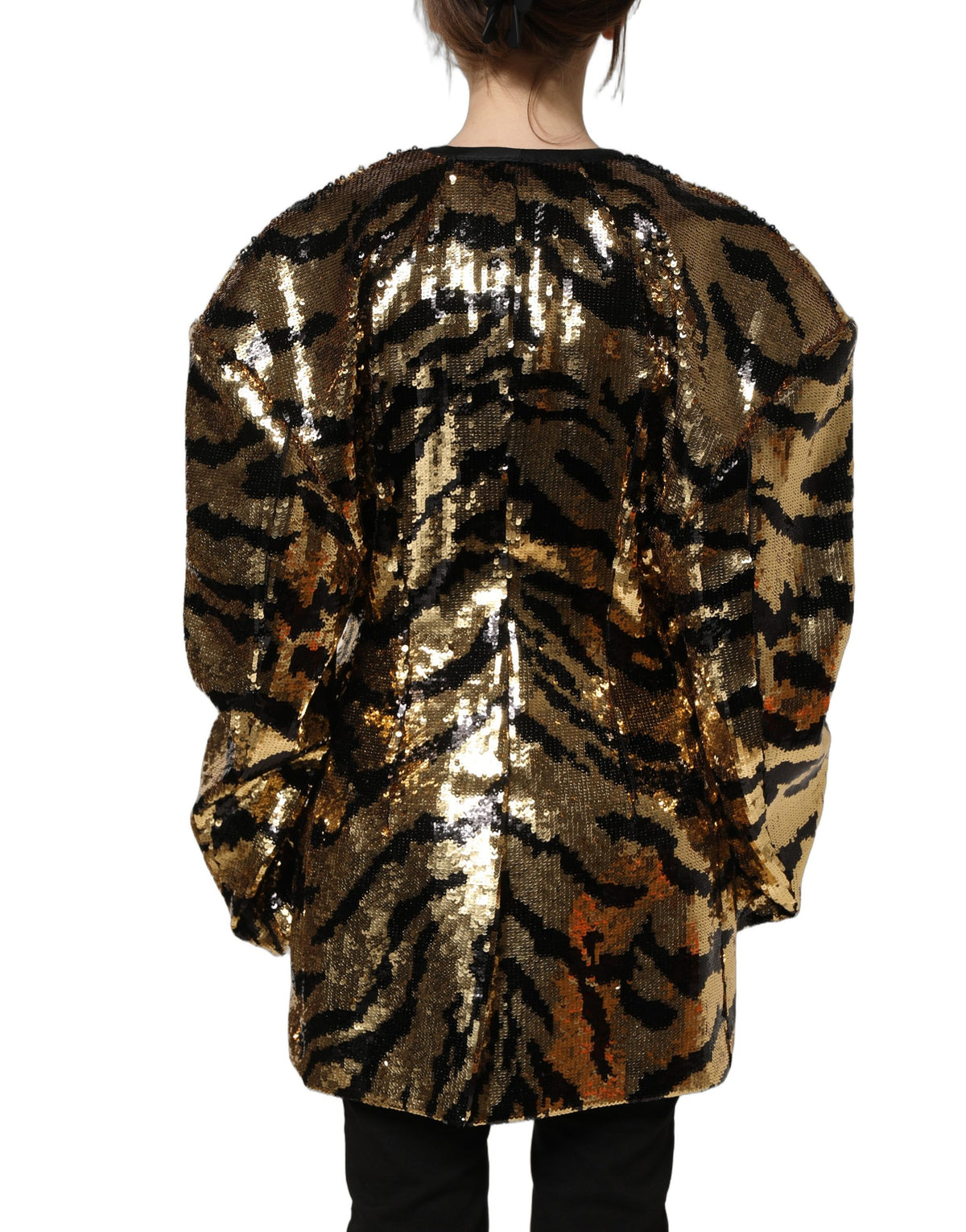 Dolce & Gabbana Black and Gold Sequin Tiger-Stripe Blazer