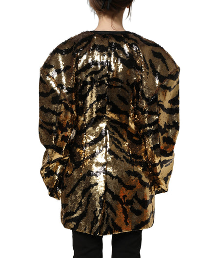 Dolce & Gabbana Black and Gold Sequin Tiger-Stripe Blazer