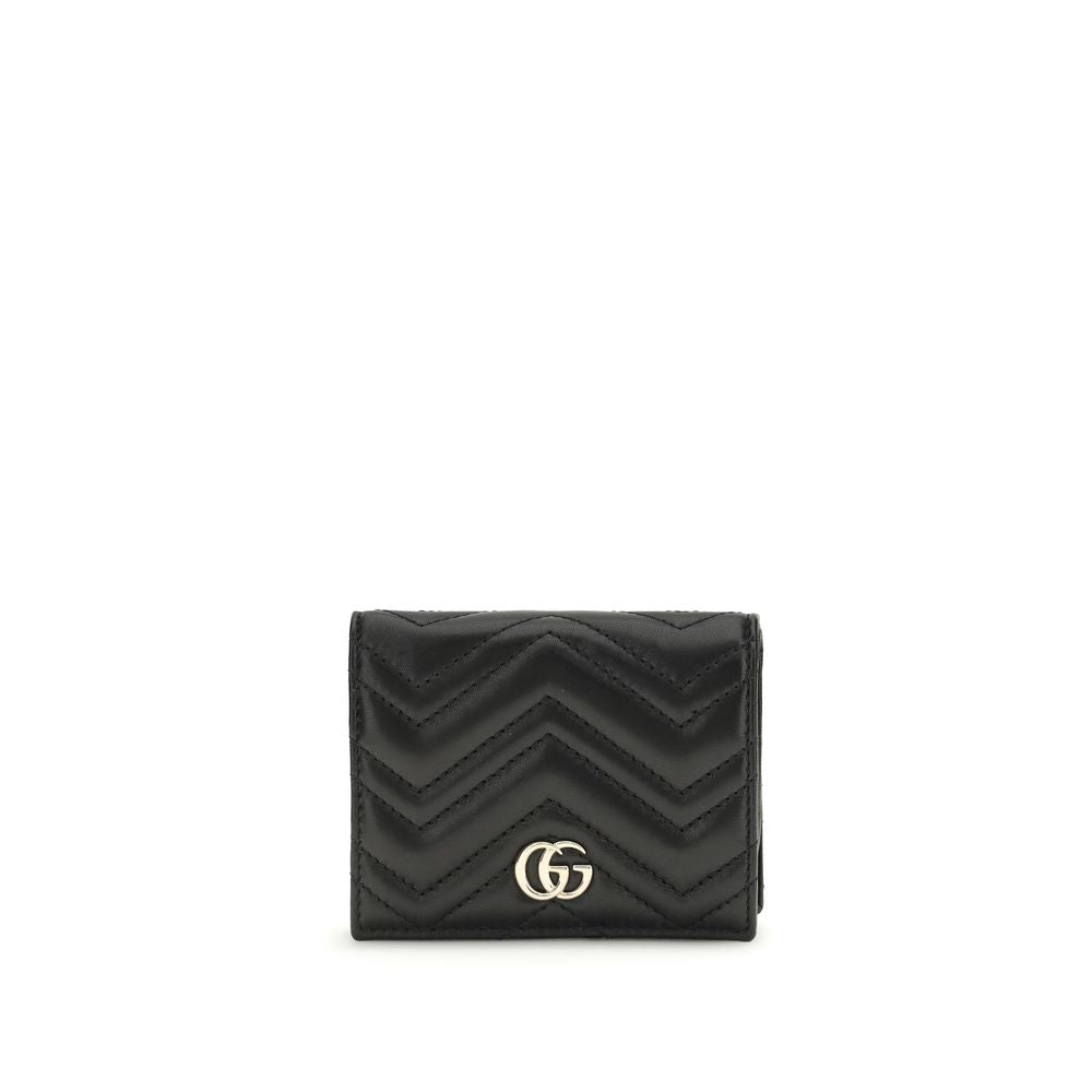 Gucci GG Marmont Black Matelassé Leather Card Case Wallet