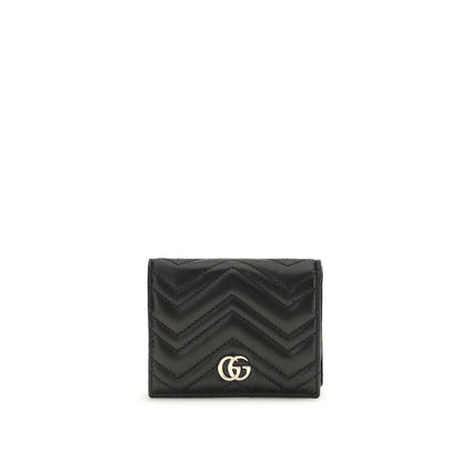 Gucci GG Marmont Black Matelassé Leather Card Case Wallet
