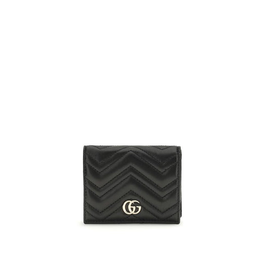 Gucci GG Marmont Black Matelassé Leather Card Case Wallet