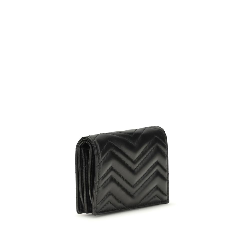 Gucci GG Marmont Black Matelassé Leather Card Case Wallet