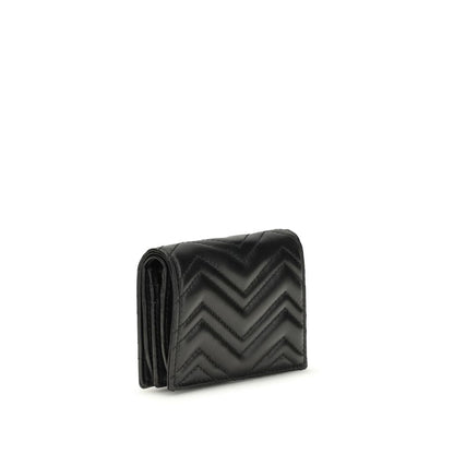 Gucci GG Marmont Black Matelassé Leather Card Case Wallet