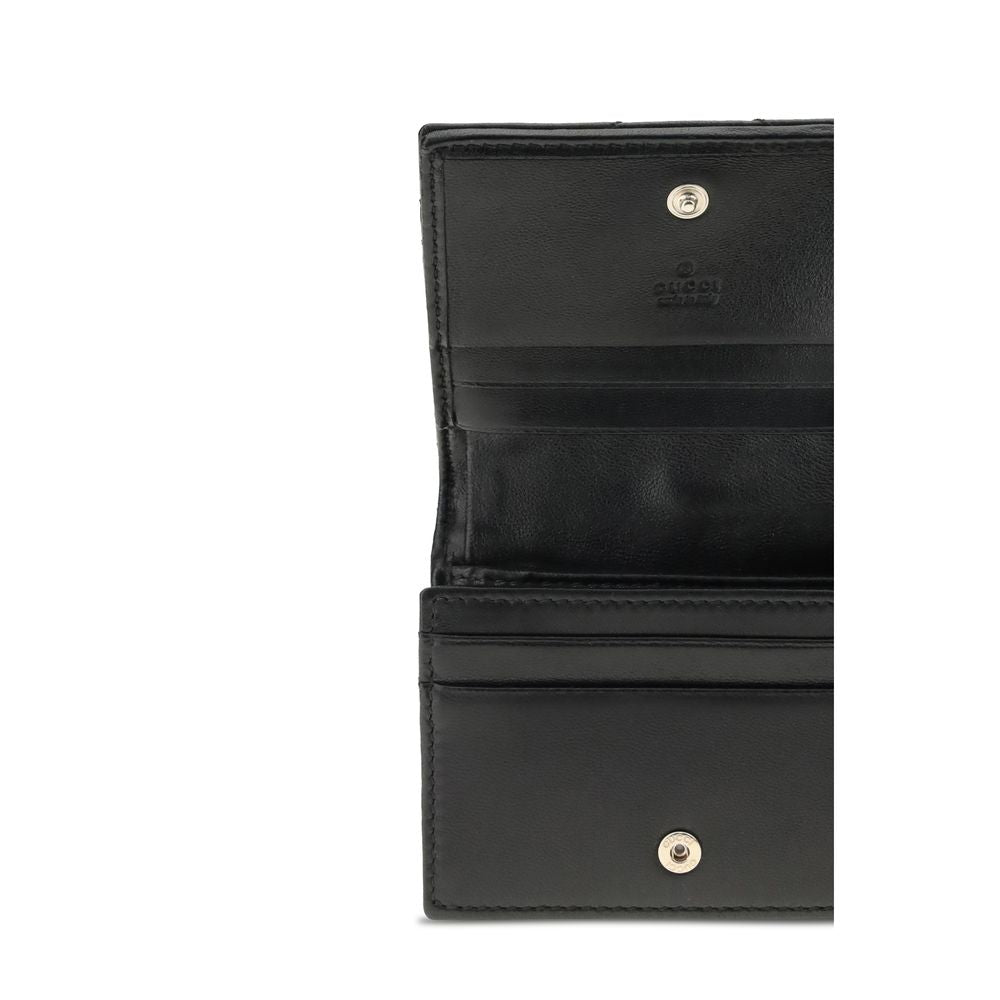 Gucci GG Marmont Black Matelassé Leather Card Case Wallet