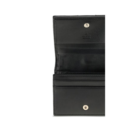 Gucci GG Marmont Black Matelassé Leather Card Case Wallet