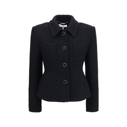 Chloé Black Wool-Blend Tweed Jacket