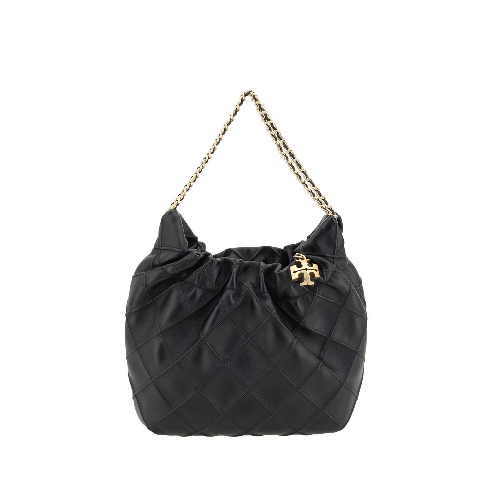 Tory Burch Fleming Black Calf Leather Mini Hobo Bag