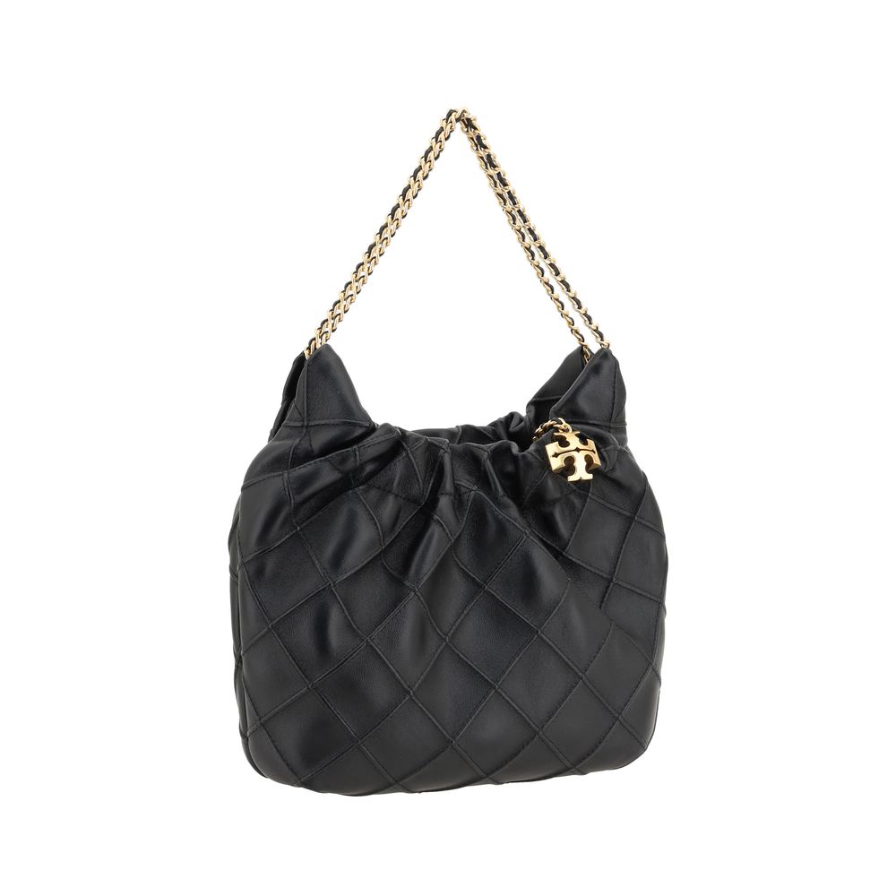 Tory Burch Fleming Black Calf Leather Mini Hobo Bag