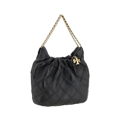 Tory Burch Fleming Black Calf Leather Mini Hobo Bag