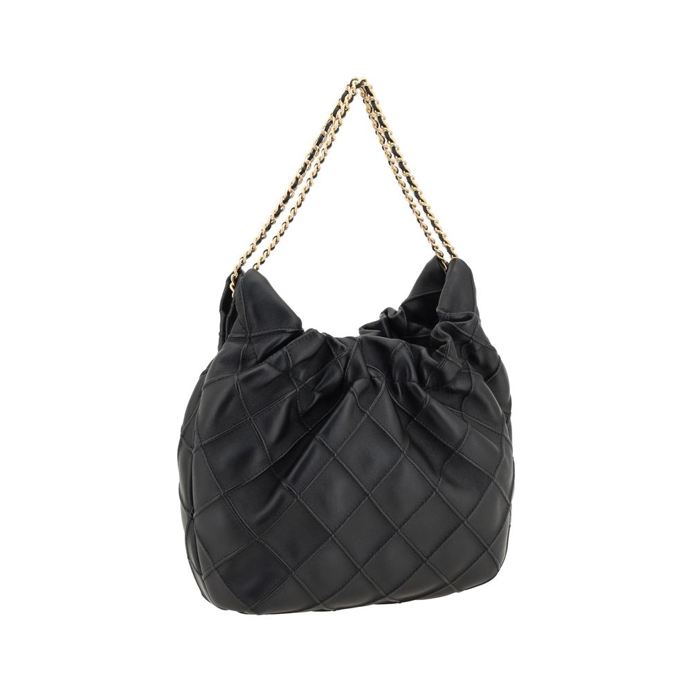 Tory Burch Fleming Black Calf Leather Mini Hobo Bag