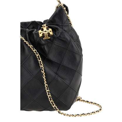 Tory Burch Fleming Black Calf Leather Mini Hobo Bag