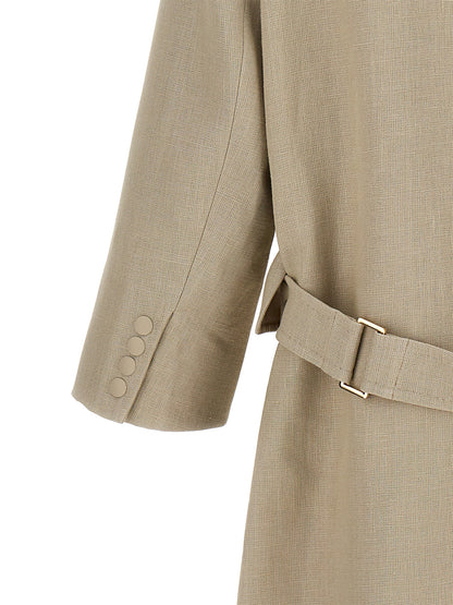 Max Mara Mescal Beige Linen Trench Coat