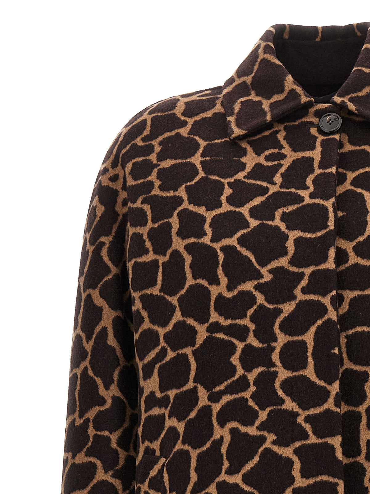 Max Mara Ortica Brown Virgin Wool Crombie Coat