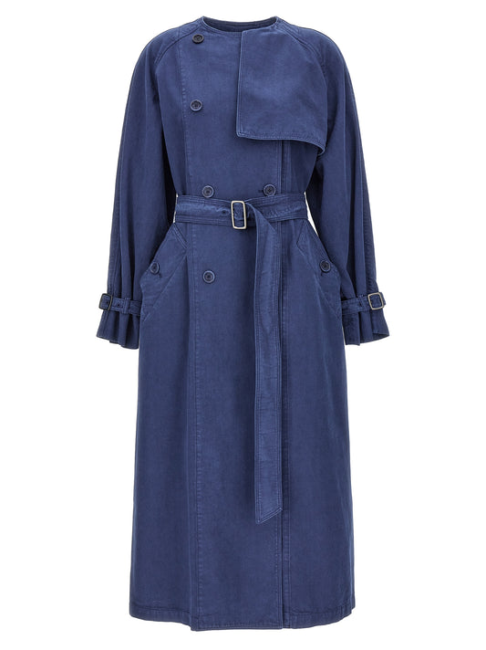 Max Mara Calao Blue Cotton Trench Coat
