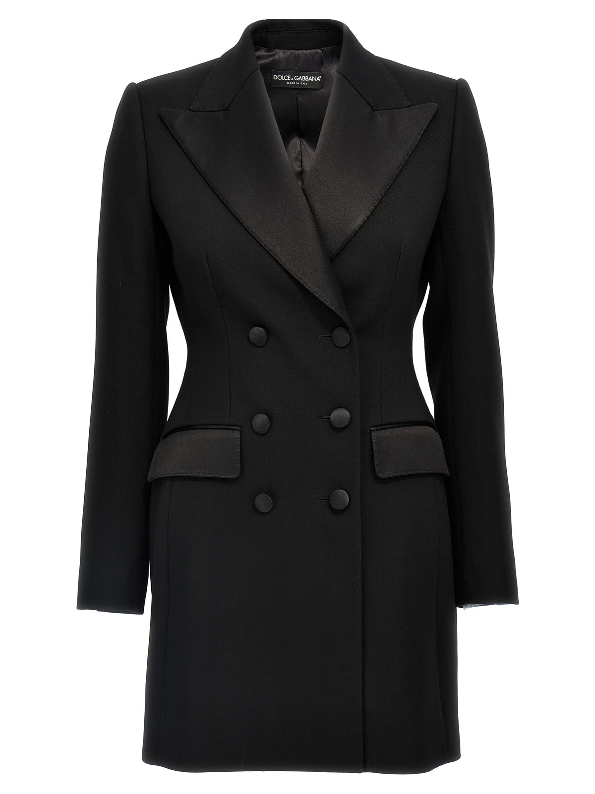 Dolce & Gabbana Black Double-Breasted Wool-Blend Tuxedo Blazer