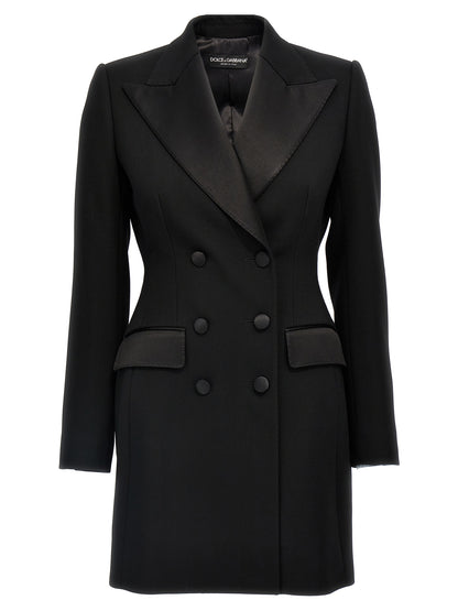 Dolce & Gabbana Black Double-Breasted Wool-Blend Tuxedo Blazer