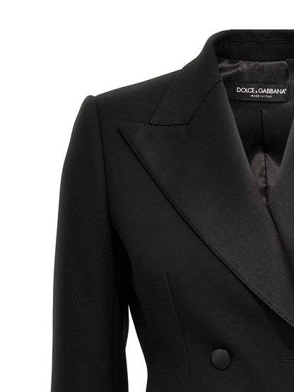 Dolce & Gabbana Black Double-Breasted Wool-Blend Tuxedo Blazer