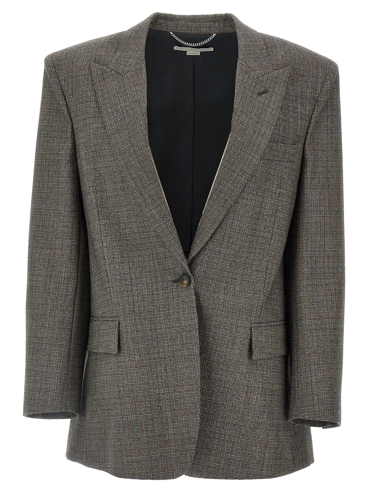 Stella McCartney Gray Micro Houndstooth Wool Blazer
