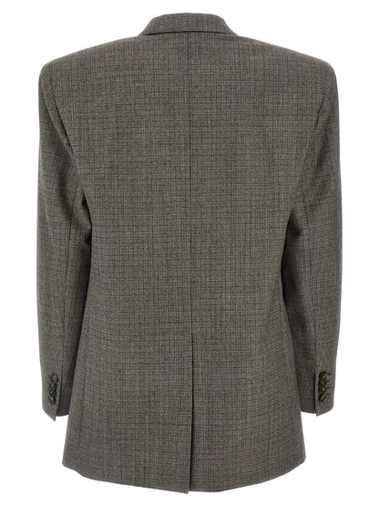 Stella McCartney Gray Micro Houndstooth Wool Blazer