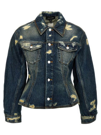 Marc Jacobs Rip and Repair Fluted Blue Denim Jacket