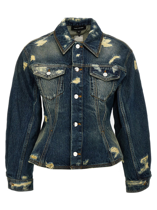 Marc Jacobs Rip and Repair Fluted Blue Denim Jacket