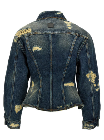 Marc Jacobs Rip and Repair Fluted Blue Denim Jacket