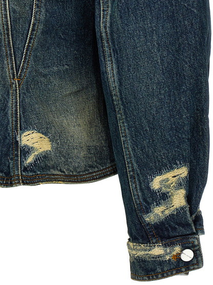 Marc Jacobs Rip and Repair Fluted Blue Denim Jacket