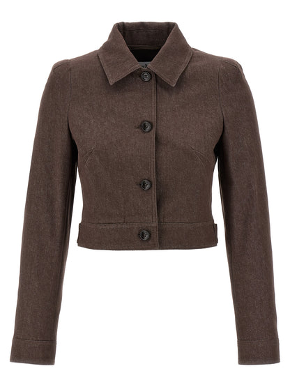 Max Mara Carpa Brown Cotton Cropped Blazer