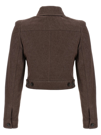 Max Mara Carpa Brown Cotton Cropped Blazer