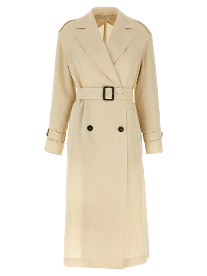 Max Mara Studio Vieste Beige Flax Trench Coat