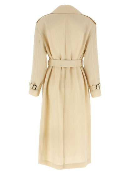 Max Mara Studio Vieste Beige Flax Trench Coat