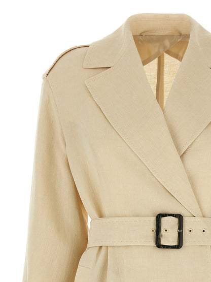 Max Mara Studio Vieste Beige Flax Trench Coat