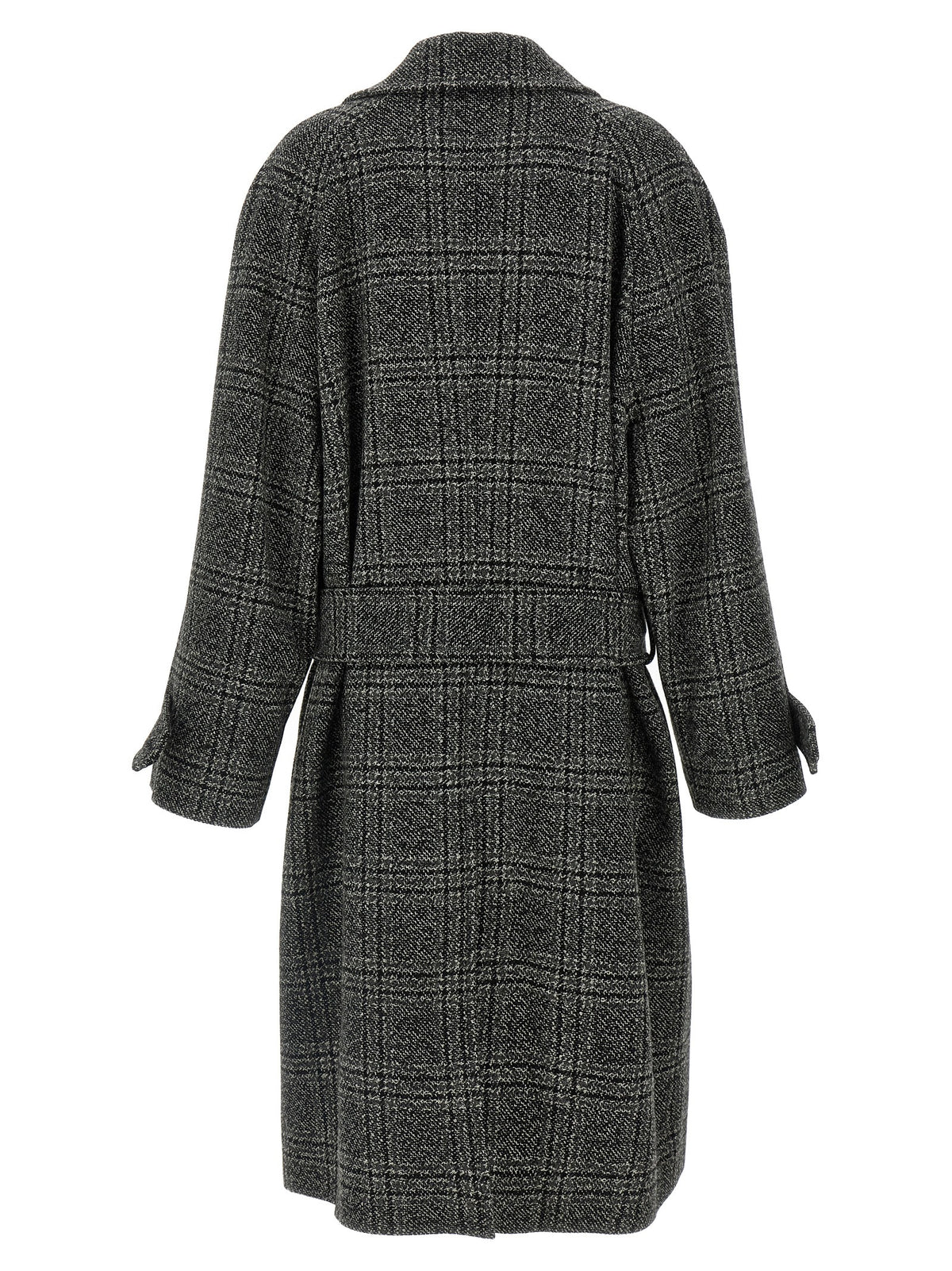 Balenciaga One Layer Black Wool Check Coat