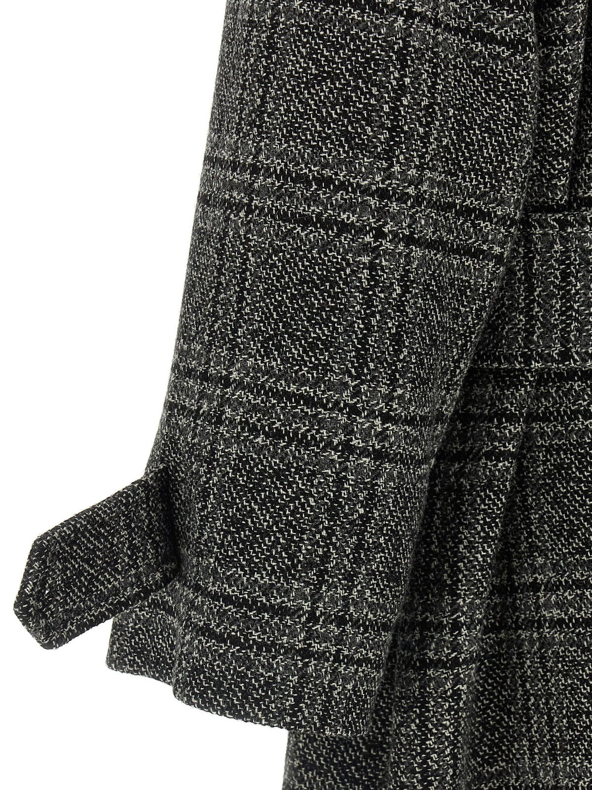 Balenciaga One Layer Black Wool Check Coat