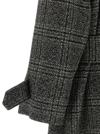 Balenciaga One Layer Black Wool Check Coat