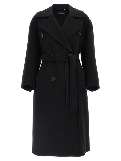'S Max Mara Dalila Black Virgin Wool and Cashmere Coat