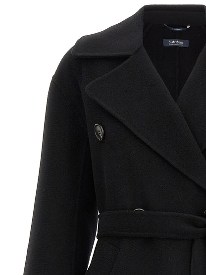 'S Max Mara Dalila Black Virgin Wool and Cashmere Coat