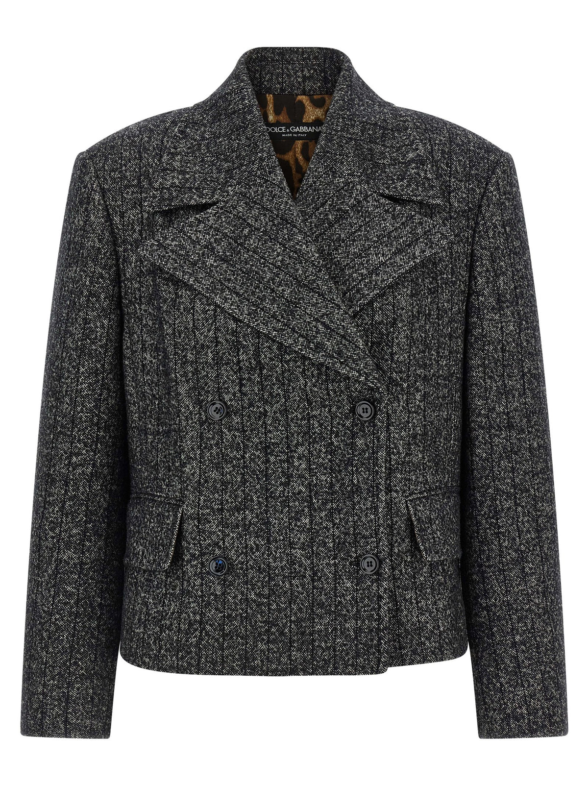 Dolce & Gabbana Striped Double-Breasted Wool-Blend Blazer