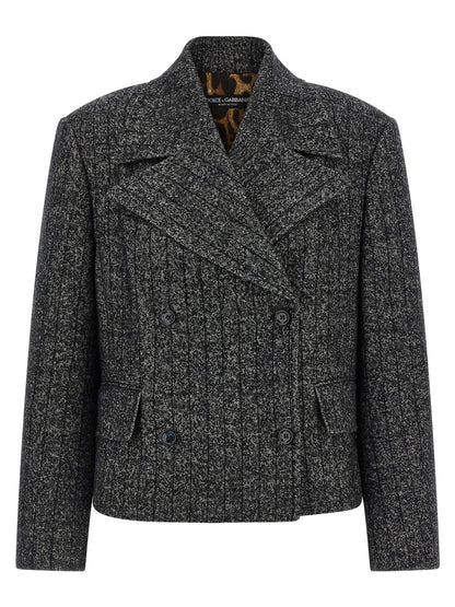 Dolce & Gabbana Striped Double-Breasted Wool-Blend Blazer