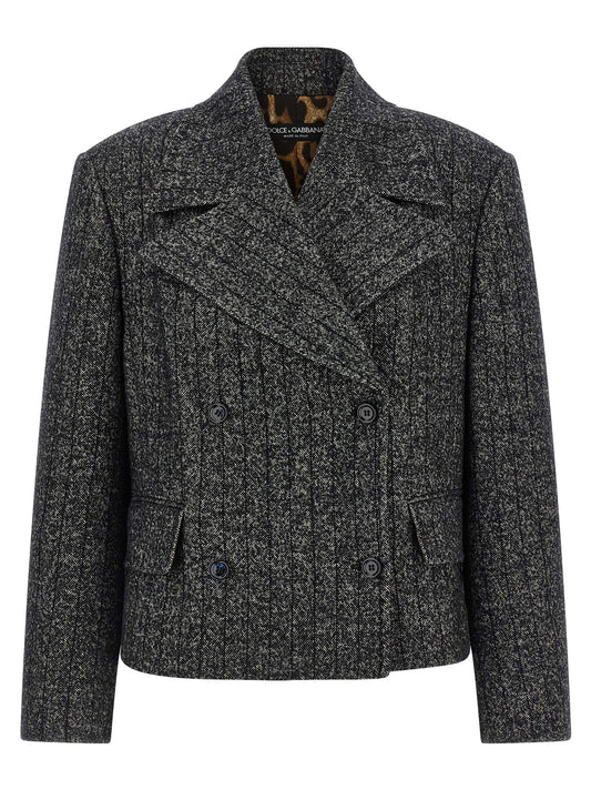 Dolce & Gabbana Striped Double-Breasted Wool-Blend Blazer