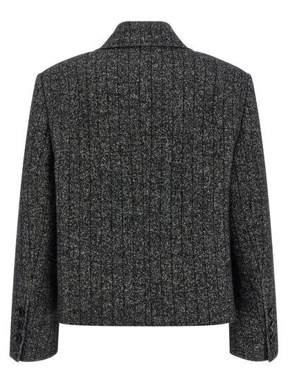 Dolce & Gabbana Striped Double-Breasted Wool-Blend Blazer