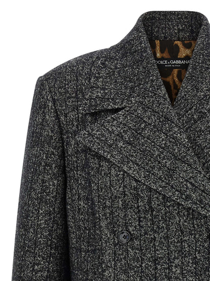 Dolce & Gabbana Striped Double-Breasted Wool-Blend Blazer