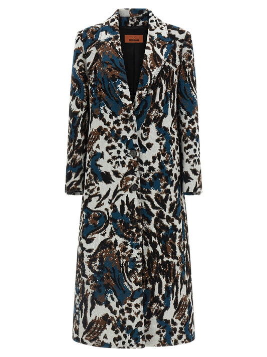 Missoni Animalier Multicolor Wool Jacquard Coat