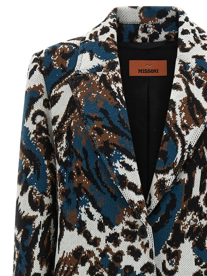 Missoni Animalier Multicolor Wool Jacquard Coat