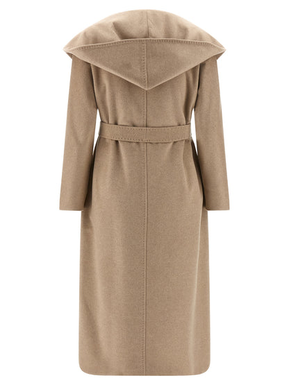 Max Mara Studio Danton Beige Cashmere Hooded Coat
